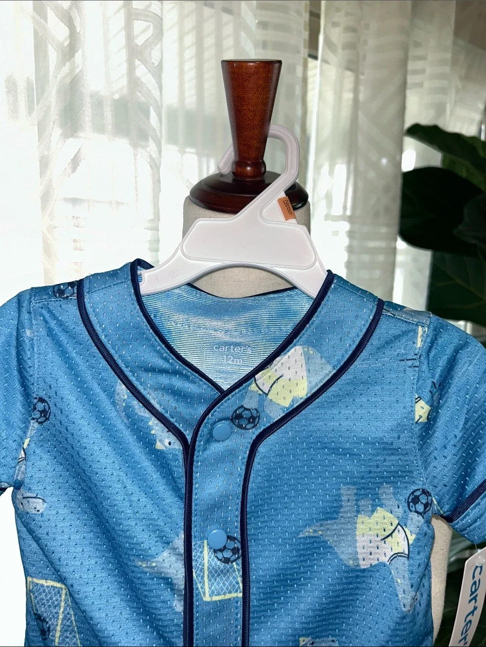 NWT Carter's Infant Jersey Blue Dinosaur Short-Sleeve Infant Shirt Sz 12 months